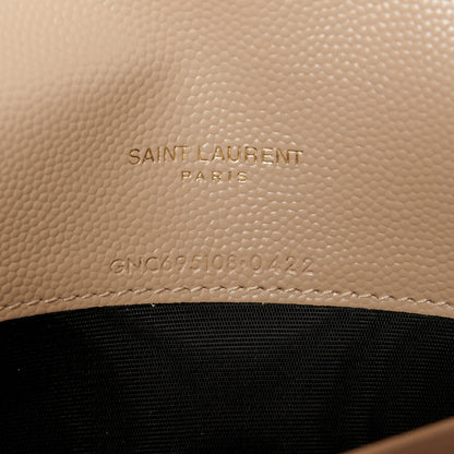 Saint Laurent Grain De Poudre Matelasse Chevron Monogram Envelope Chain Wallet Dark Beige 7 of 11