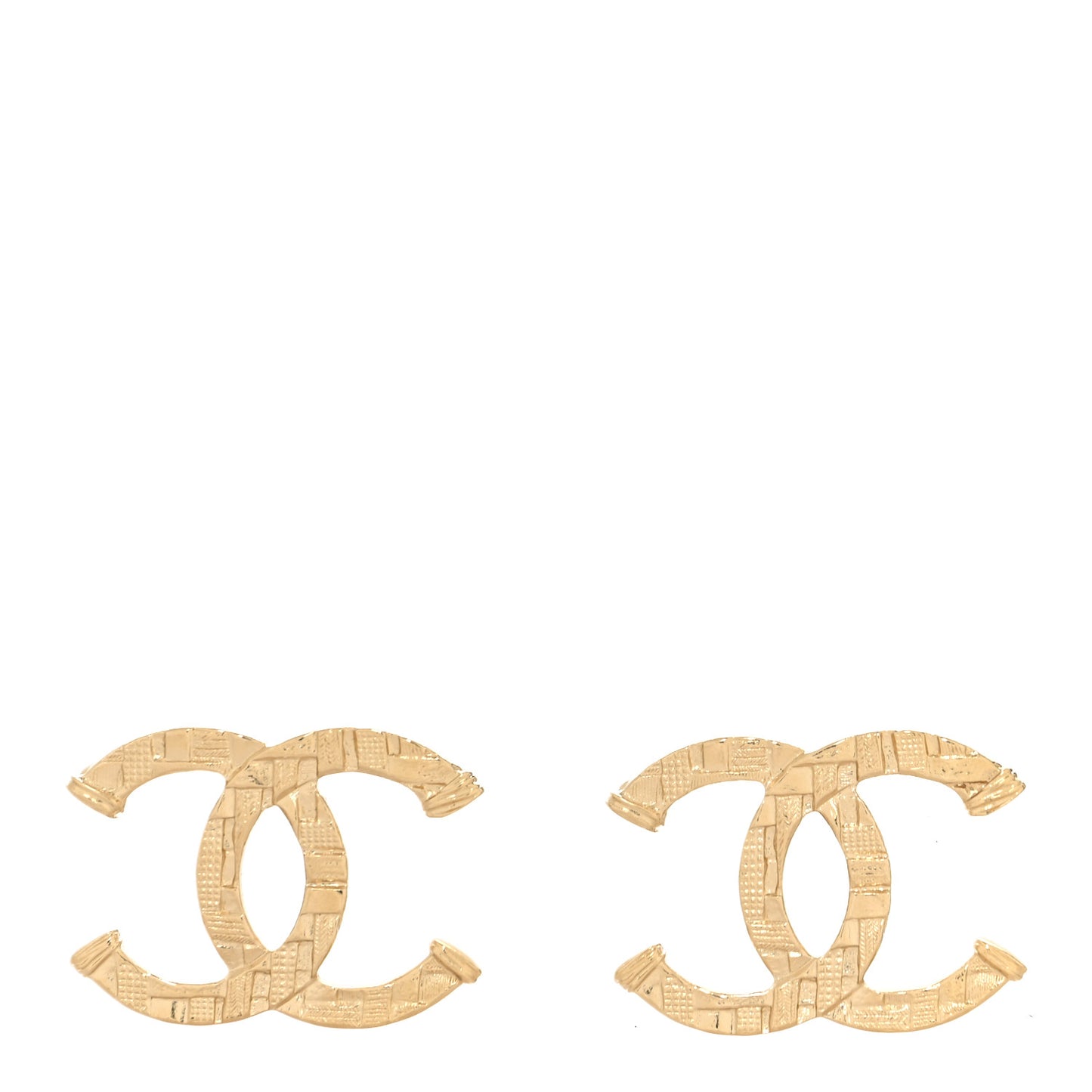 Metal Tweed Effect CC Earrings Gold