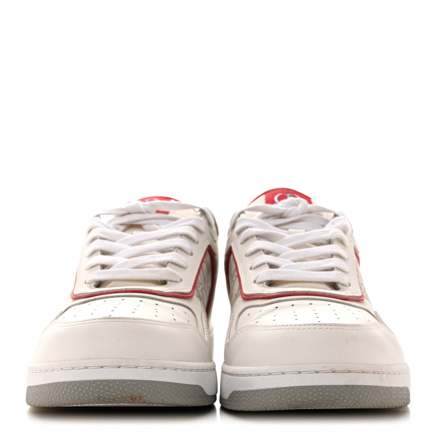 Smooth Calfskin Oblique Galaxy Perforated Mens B27 Low Top Sneakers 44 White Red