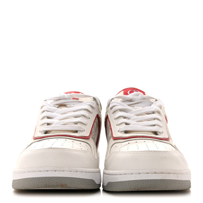 Christian Dior Smooth Calfskin Oblique Galaxy Perforated Mens B27 Low Top Sneakers 44 White Red 3 of 12