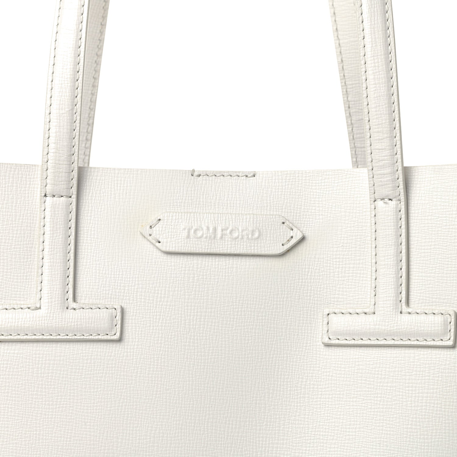 Tom Ford Grained Calfskin Small T Tote White 9 of 13