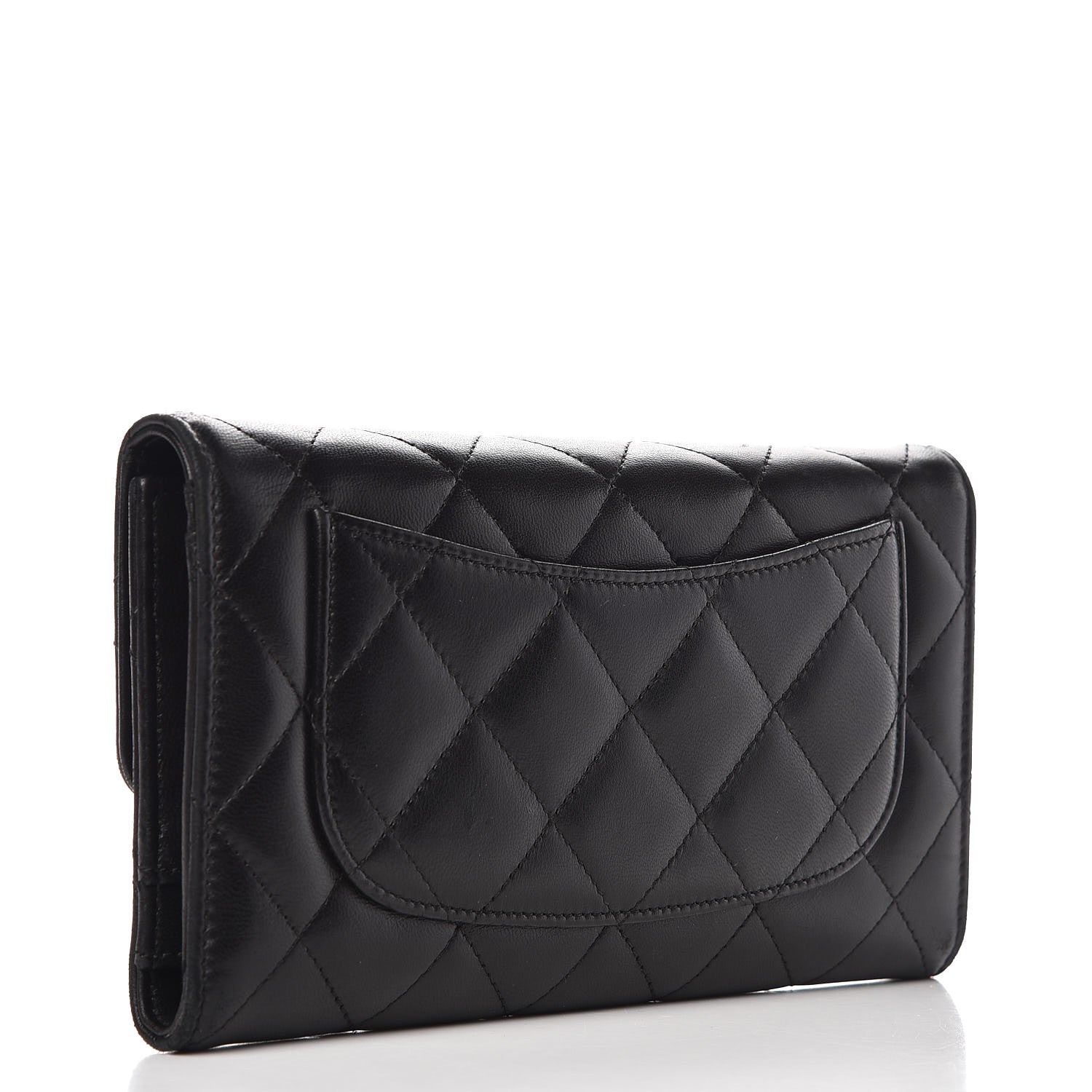 Chanel Lambskin Quilted Large Flap Wallet Black 3 of 8