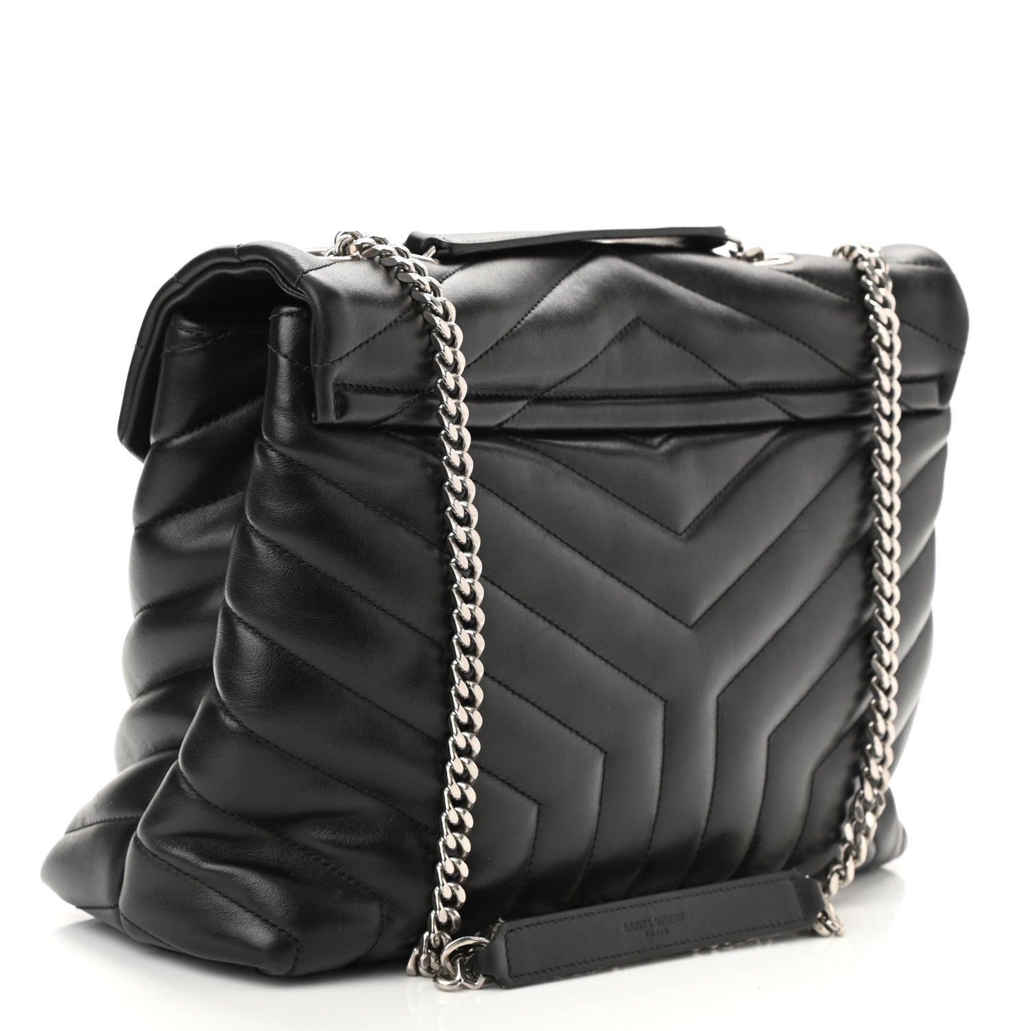 Saint Laurent Calfskin Y Quilted Monogram Medium Loulou Satchel Black 3 of 12