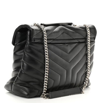 Saint Laurent Calfskin Y Quilted Monogram Medium Loulou Satchel Black 3 of 12