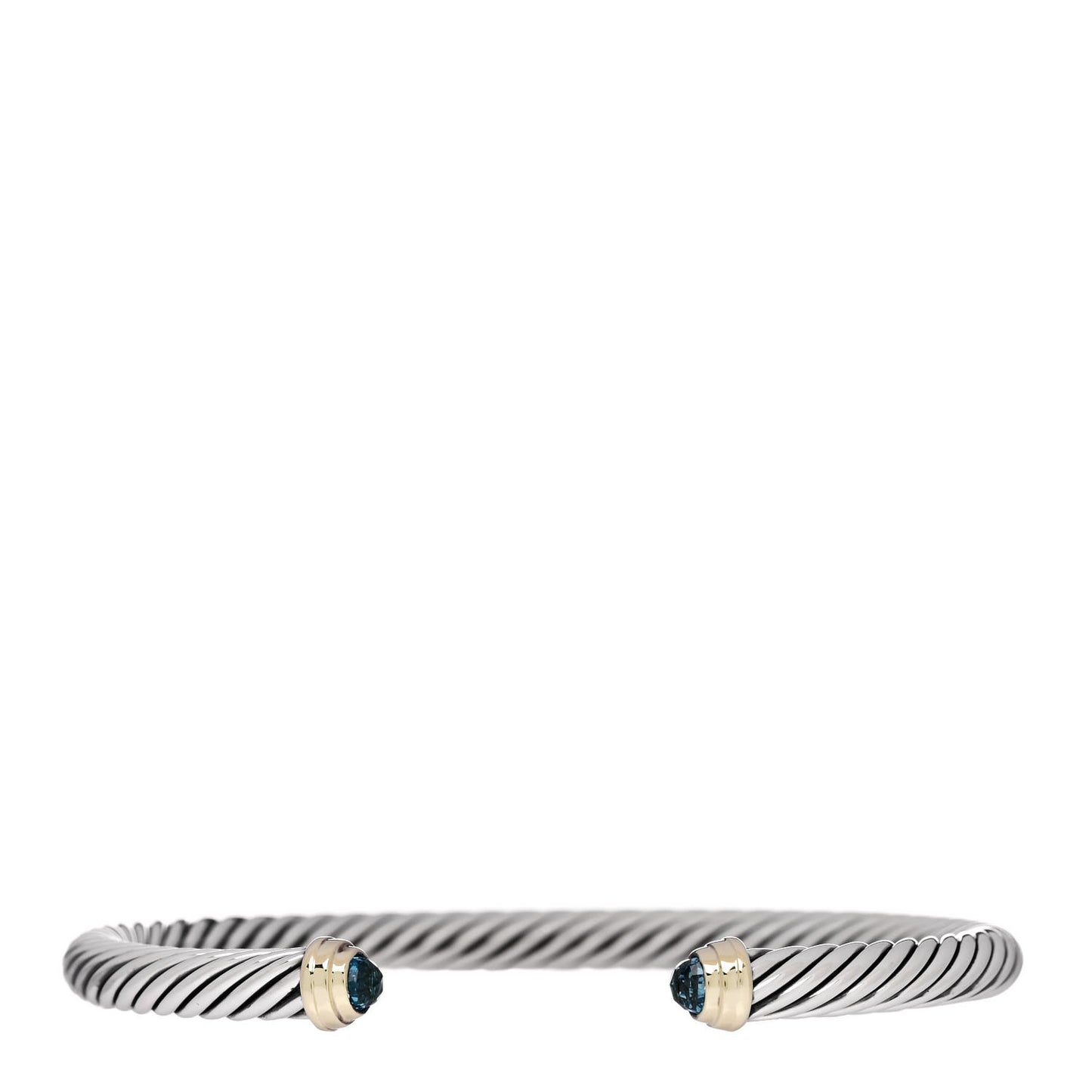 Sterling Silver 14K Yellow Gold Blue Topaz 5mm Cable Classics Petite Color Bracelet