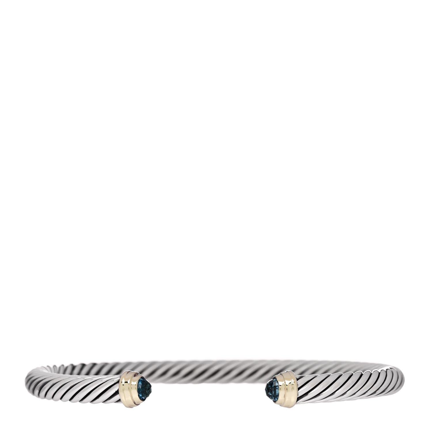 David Yurman Sterling Silver 14K Yellow Gold Blue Topaz 5mm Cable Classics Petite Color Bracelet 1 of 3