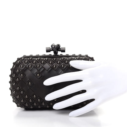 Bottega Veneta Waxy Nappa Intrecciato Knot Studded Clutch Black 2 of 6