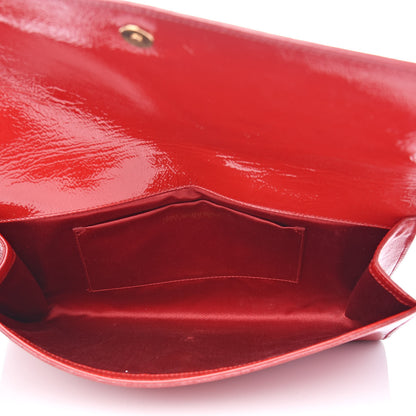 Saint Laurent Textured Patent Monogram Large Belle De Jour Clutch Red 5 of 12