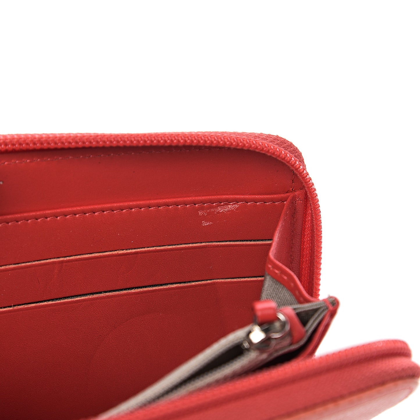 Caviar Large Timeless CC Gusset Zip Around Wallet Orange