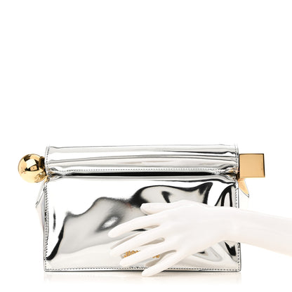 Jacquemus Metallic Patent Calfskin La Pochette Rond Carre Silver 2 of 9