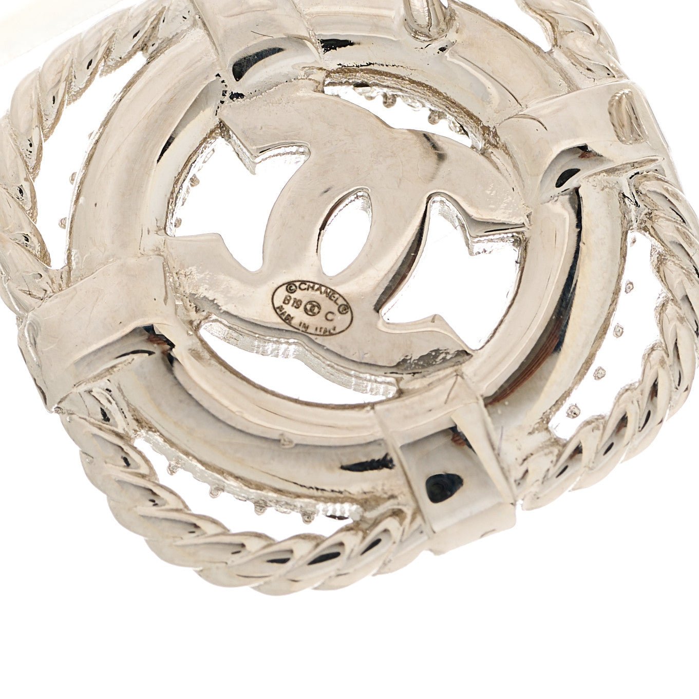 Chanel Crystal CC Lifesaver Earrings Silver 4 of 5