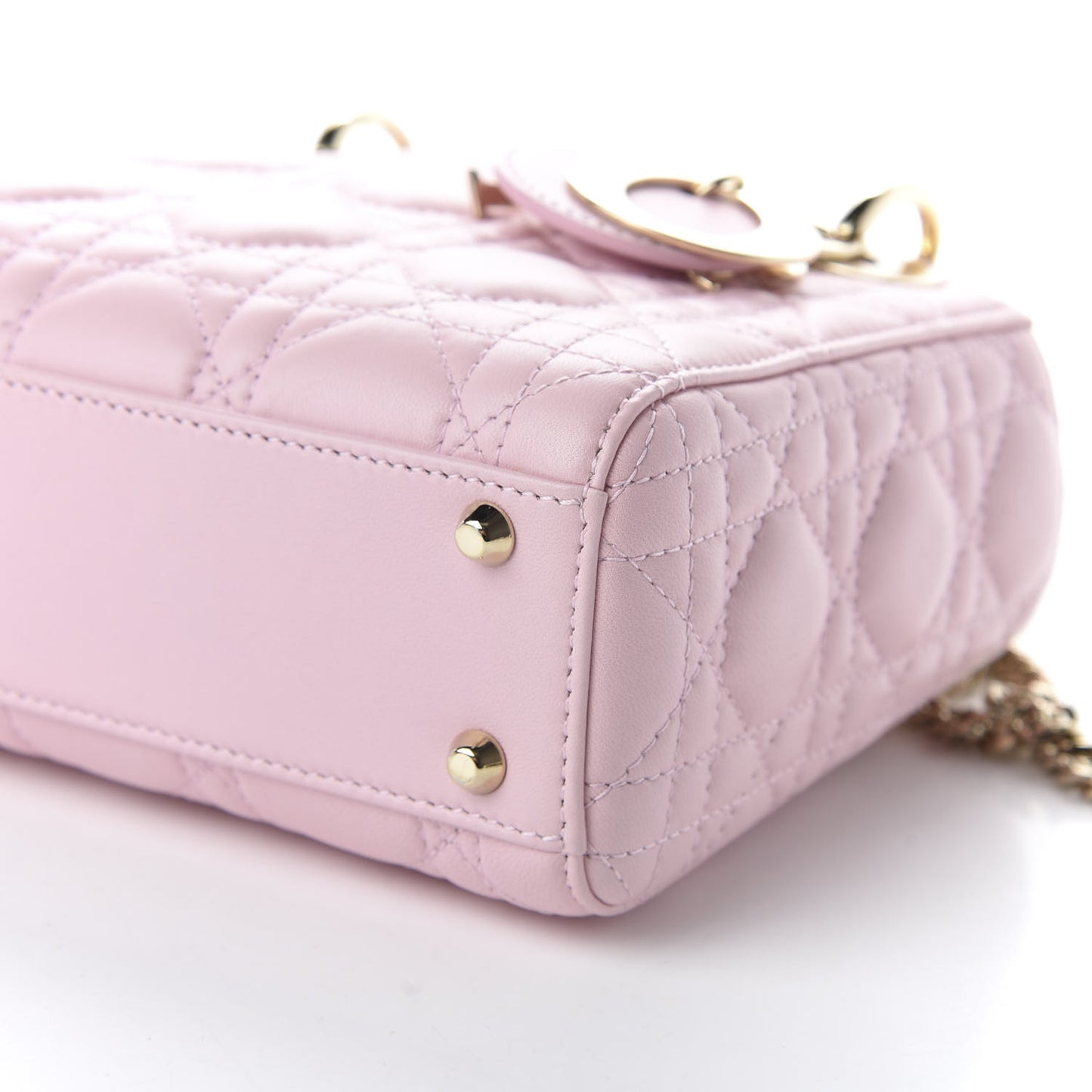 Lambskin Cannage Mini Lady Dior Rose Clair