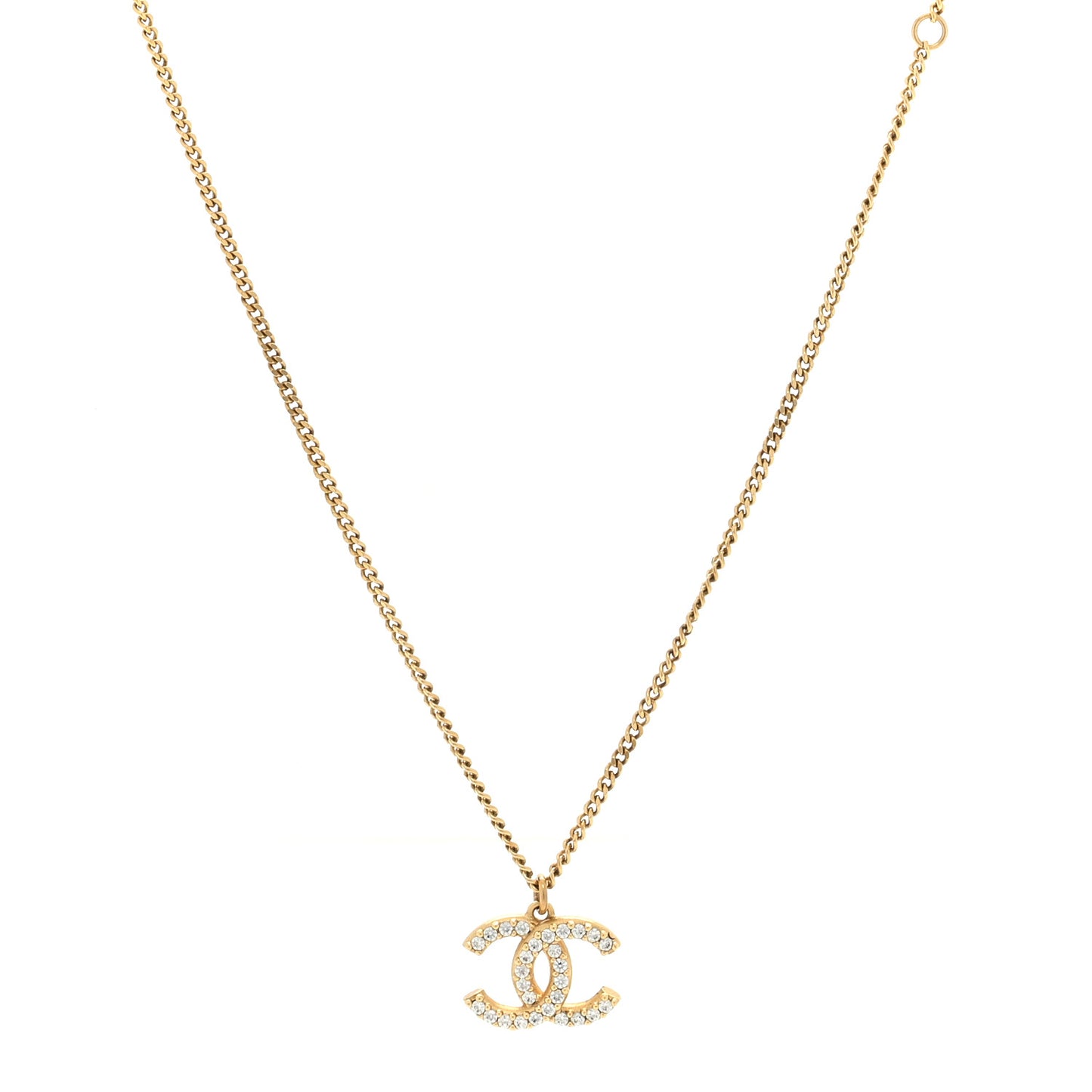 Crystal Lock Symbols CC Necklace Gold