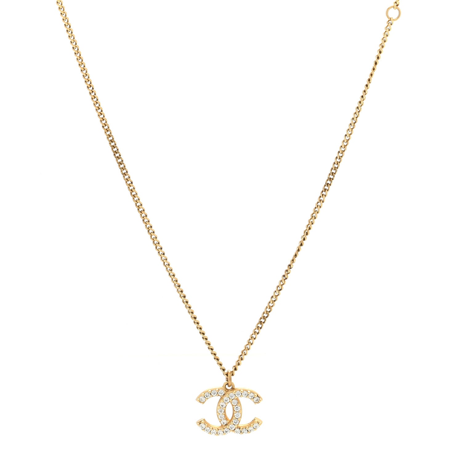 Chanel Crystal Lock Symbols CC Necklace Gold 1 of 4