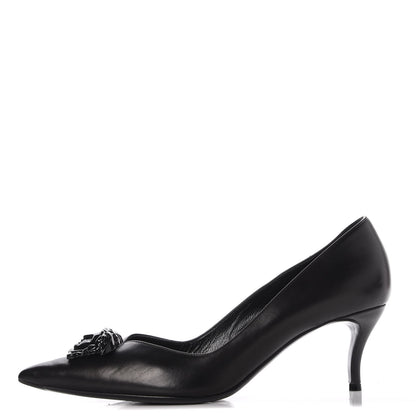 Versace Calfskin Palazzo Kitten Pumps 39.5 Black 1 of 12