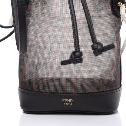 Fendi Mesh Vitello Grace F is FF 1974 Mini Mon Tresor Bucket Bag Marrone Black Ebano 10 of 12