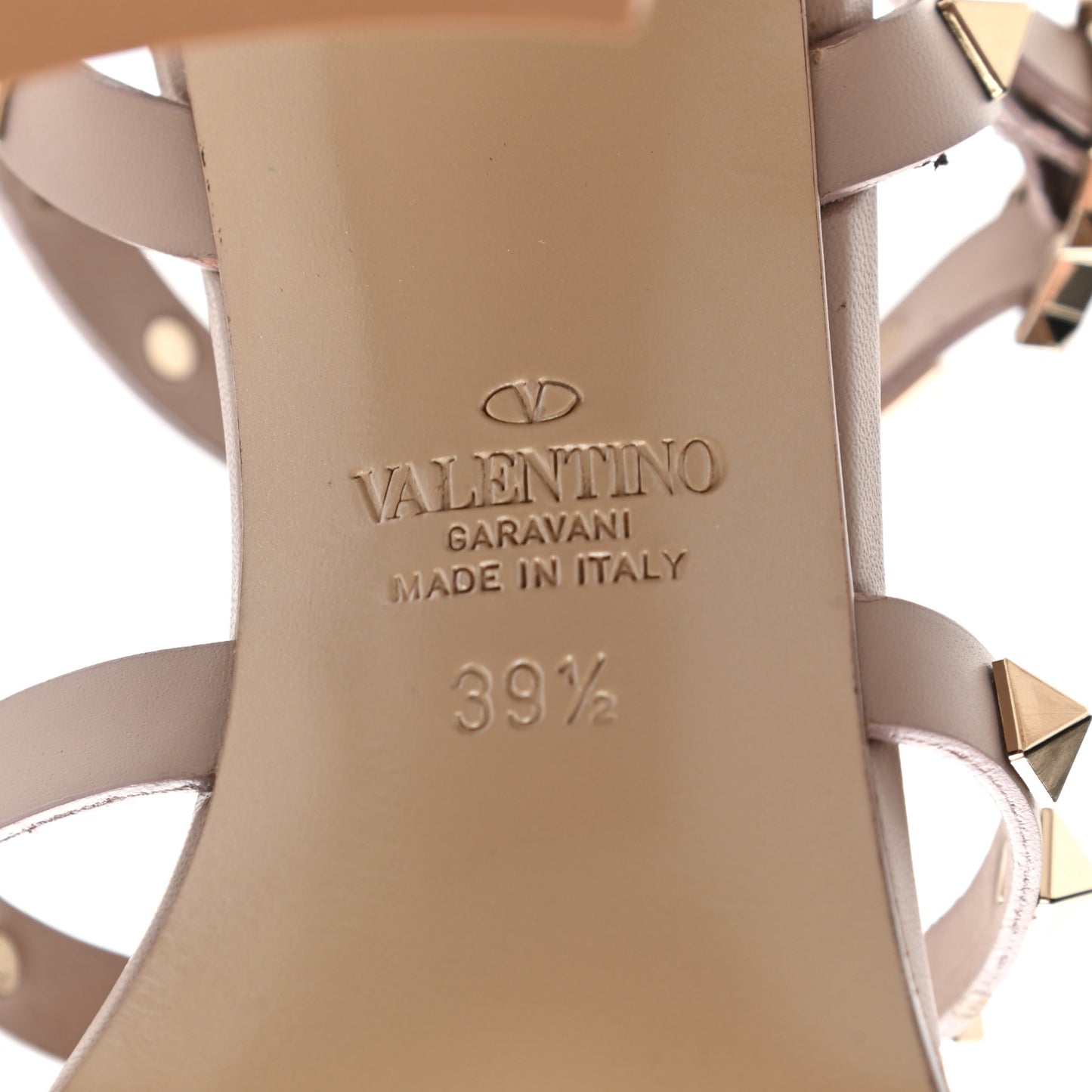 Calfskin Rockstud 90mm City Sandals 39.5 Poudre