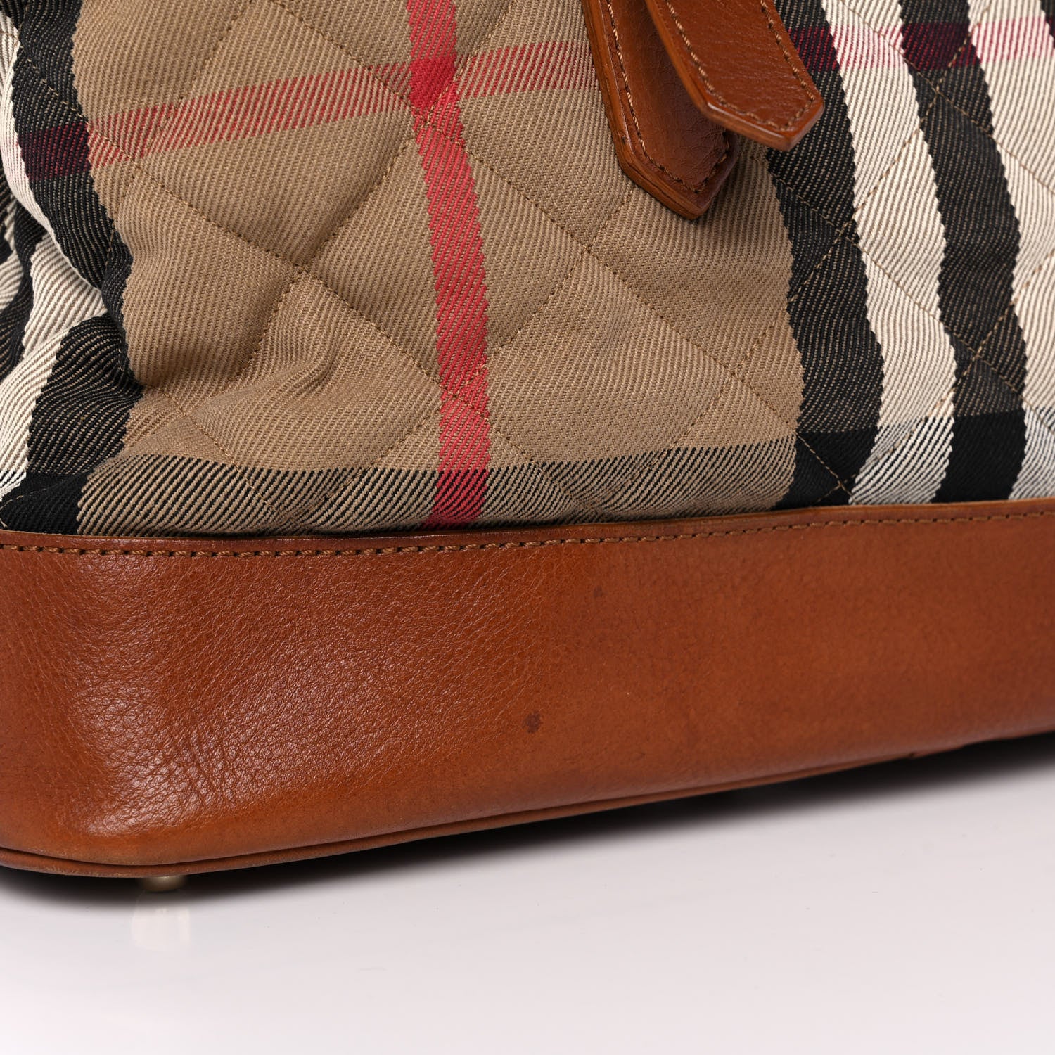 Burberry Canvas Quilted Nova Check Tote Brown 15 of 16