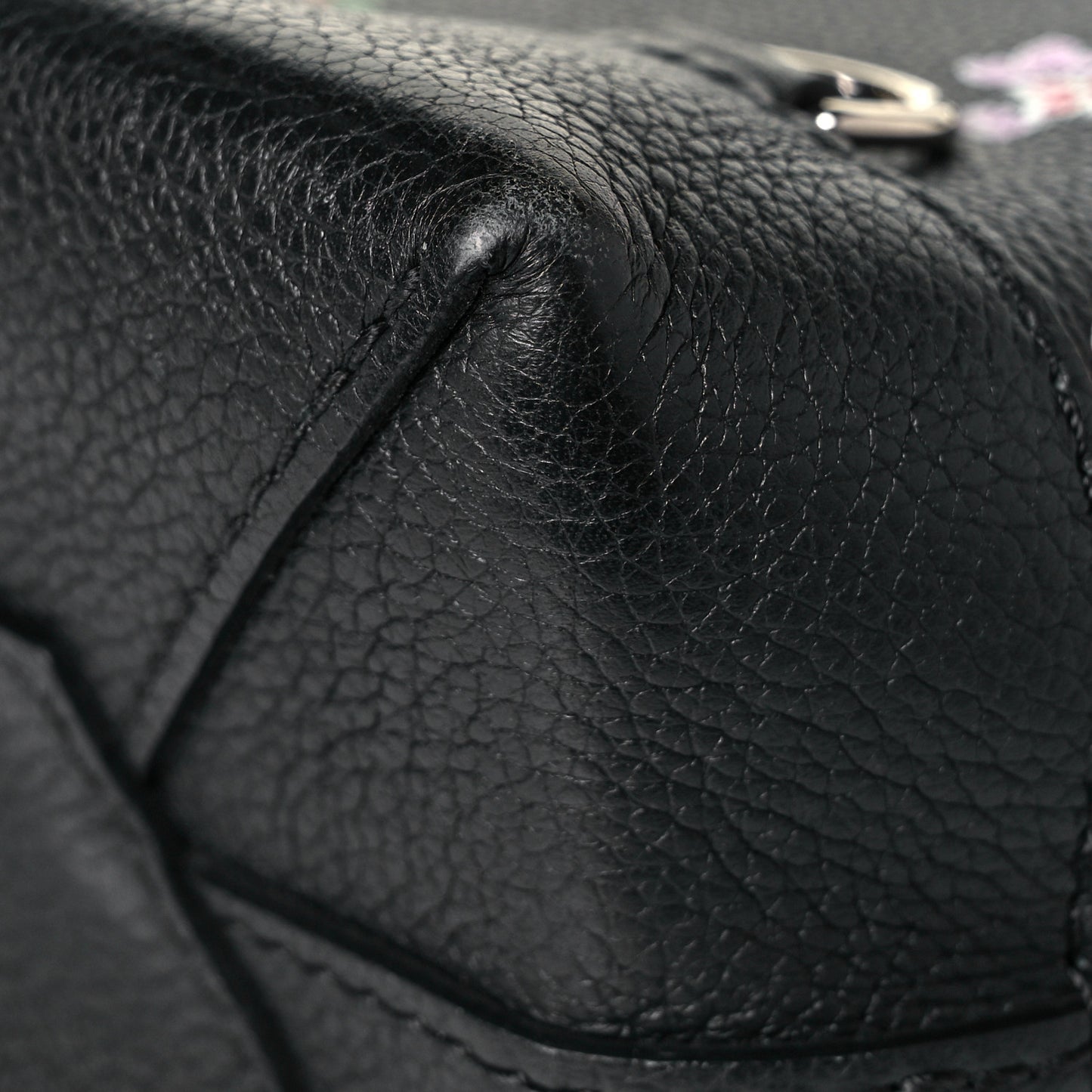 Calfskin Flower Lockme Mini Backpack Black Multicolor