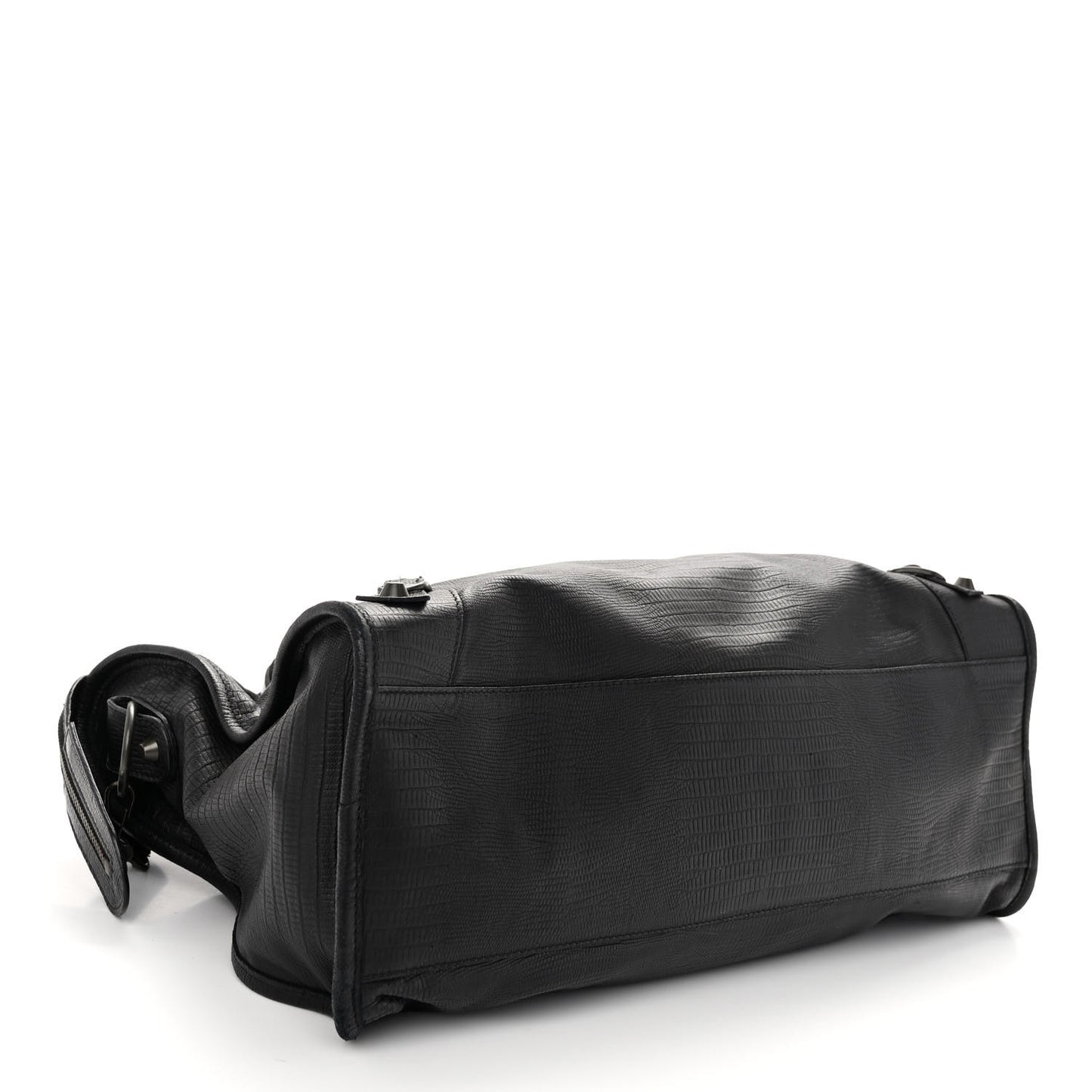 Calfskin Lizard Embossed Classic Hardware City Black