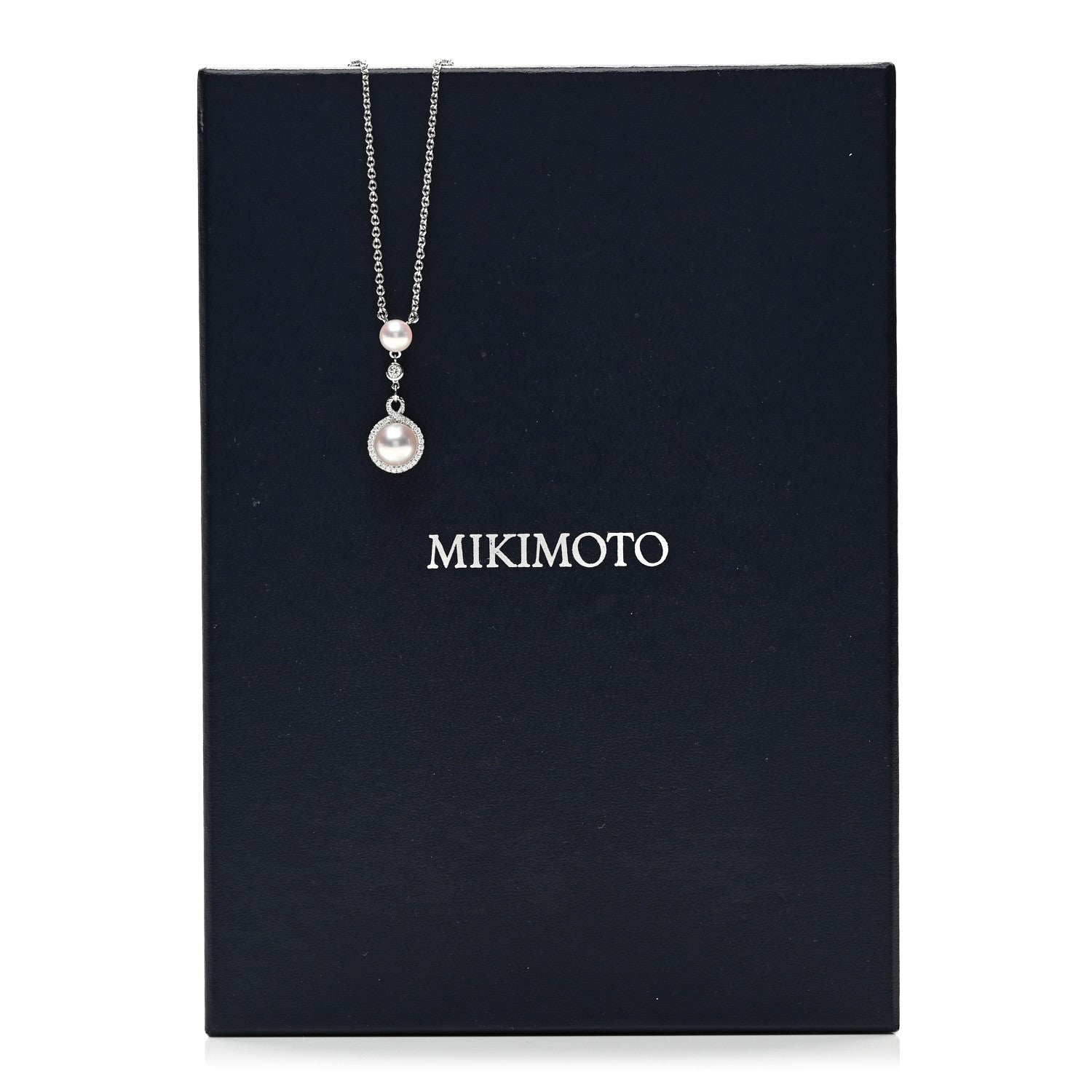 Mikimoto 18K White Gold Diamond Akoya Cultured Pearl Petit Soleil Drop Pendant Necklace 5 of 5