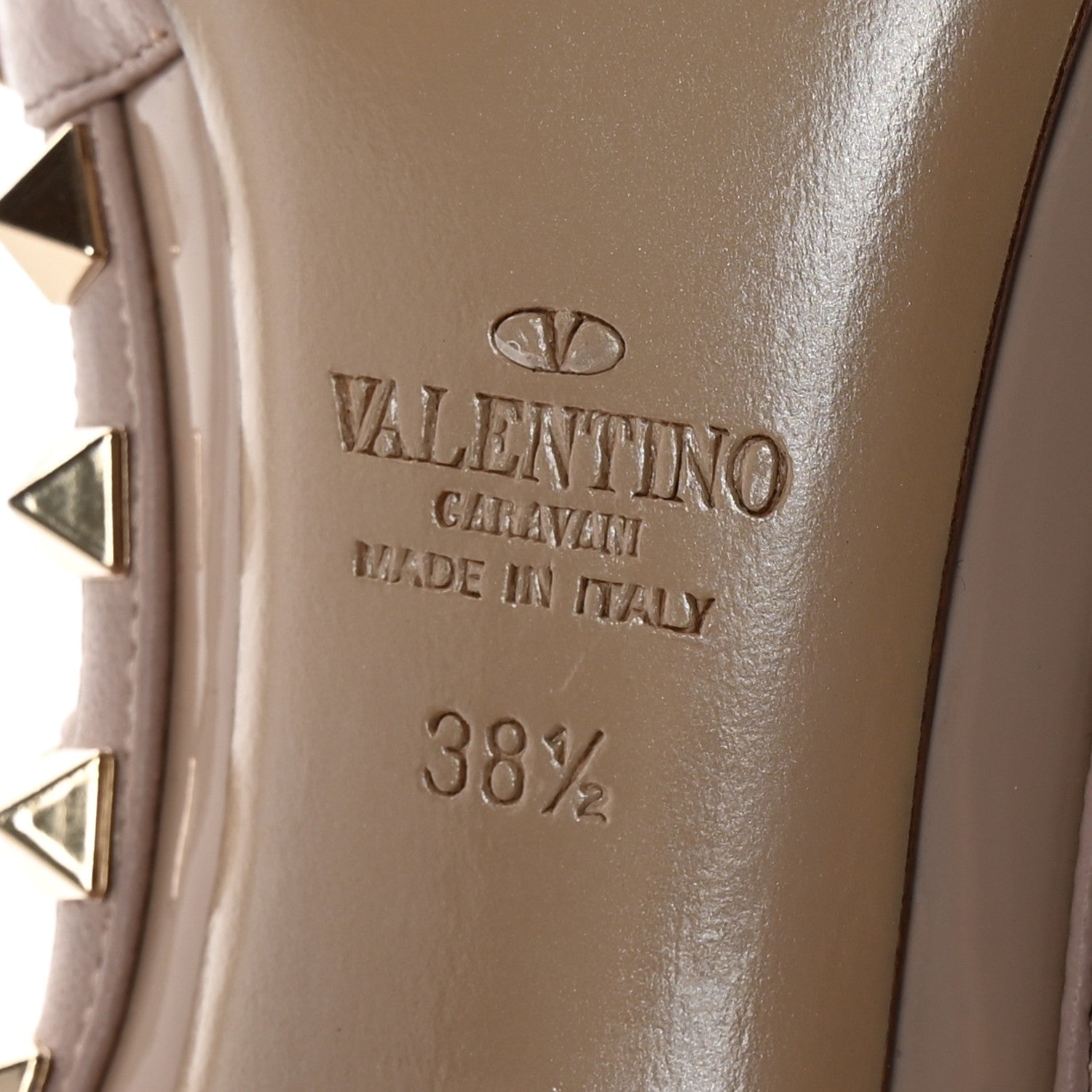 Valentino Garavani Patent Nappa Rockstud Ankle Strap 100mm Pumps 38.5 Poudre 7 of 9