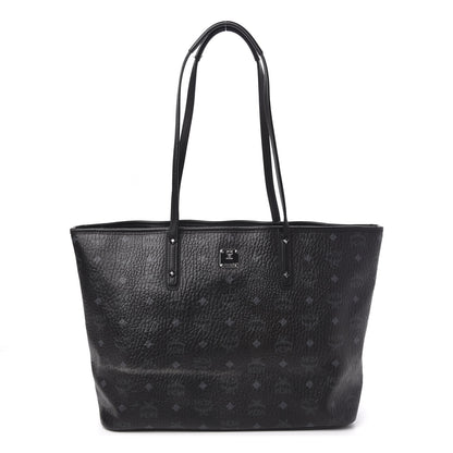 MCM Visetos Medium Anya Zip Top Shopper Tote Black 1 of 16