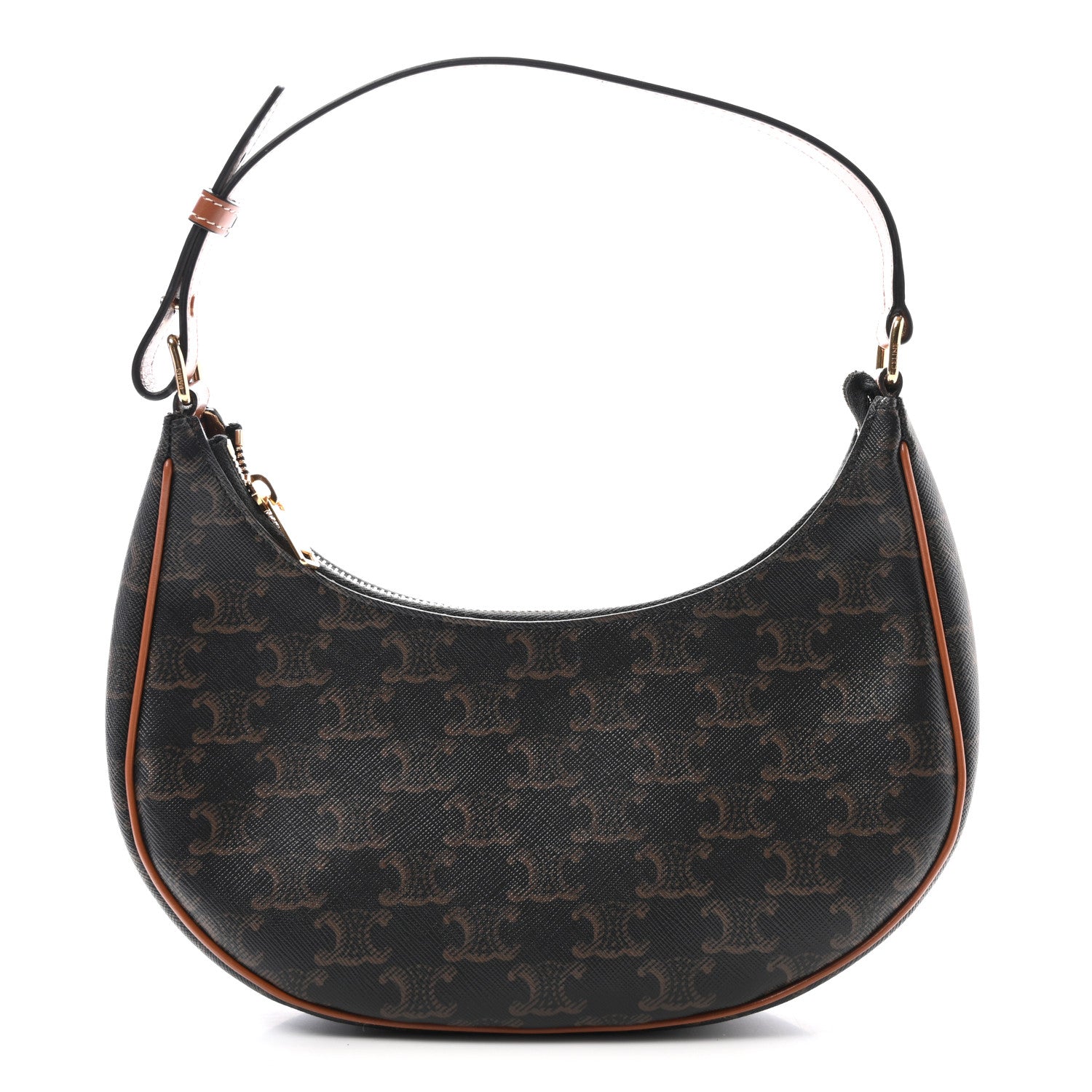 Celine Triomphe Canvas Calfskin Ava Shoulder Bag Tan 1 of 11