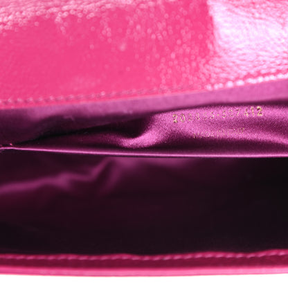 Saint Laurent Textured Patent Monogram Large Belle De Jour Clutch Fuchsia 7 of 8