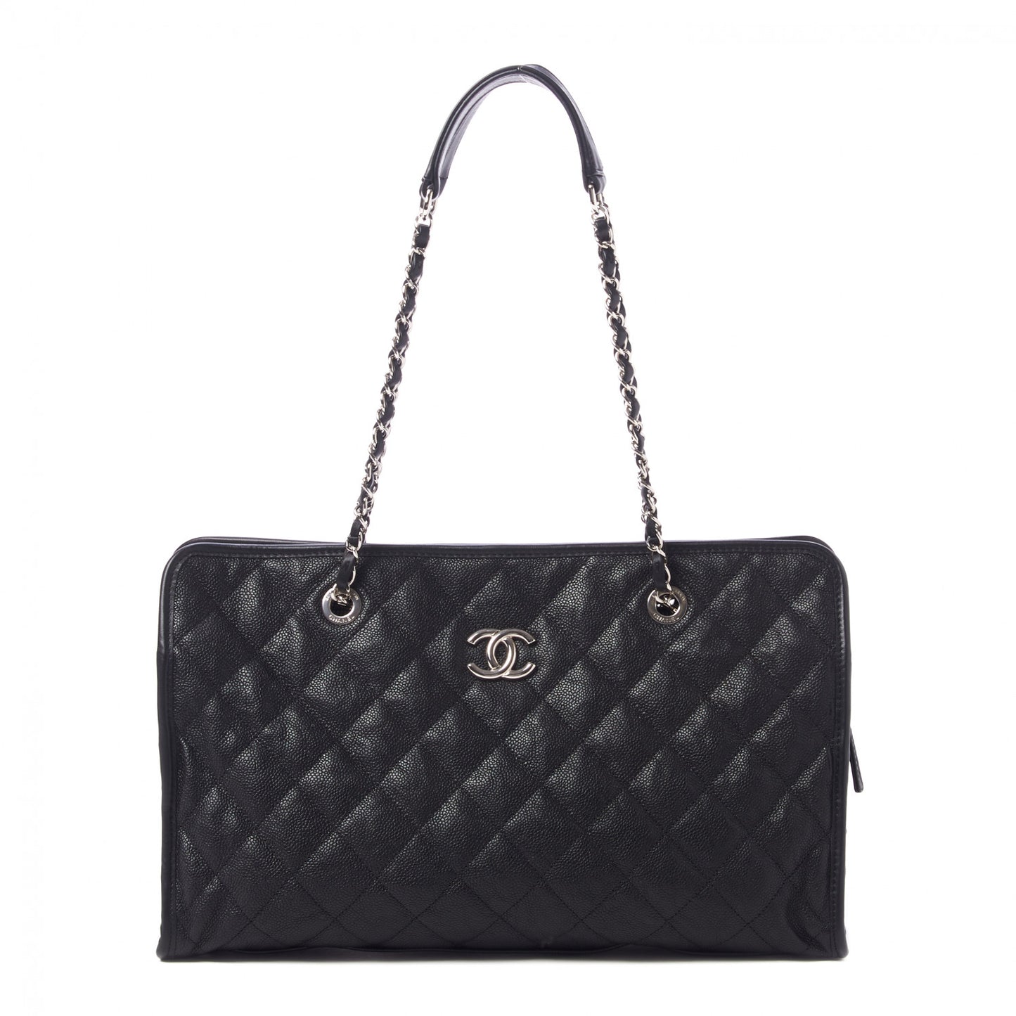 Caviar Quilted French Riviera Tote Black