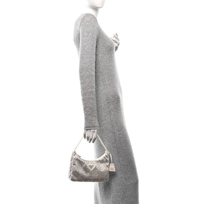 Prada Satin Crystal Mini Re-Edition 2000 Bag White 2 of 11