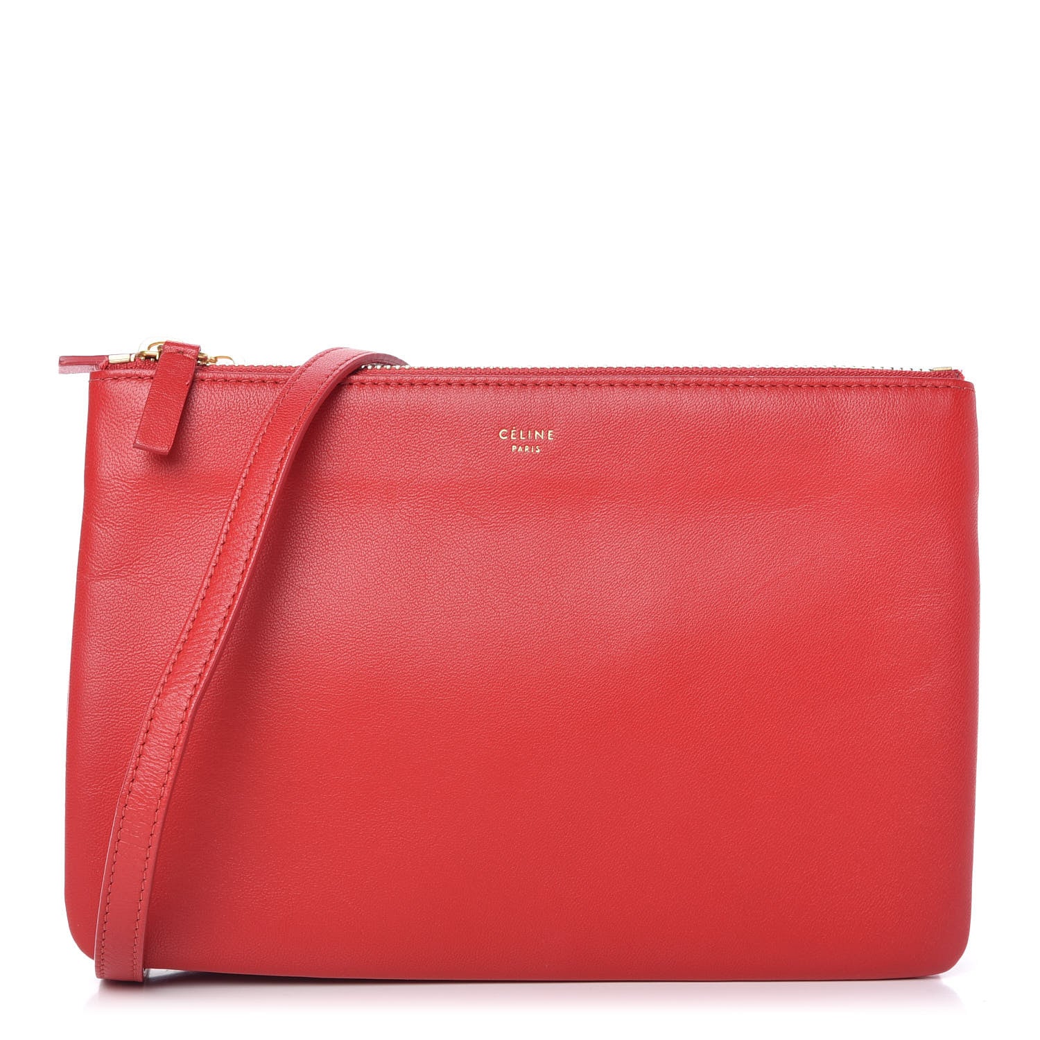 Celine Lambskin Small Trio Crossbody Bag Red 1 of 8