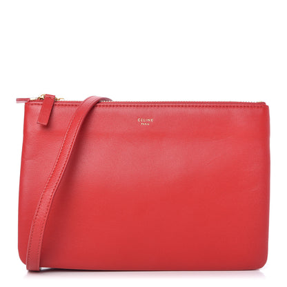 Celine Lambskin Small Trio Crossbody Bag Red 1 of 8