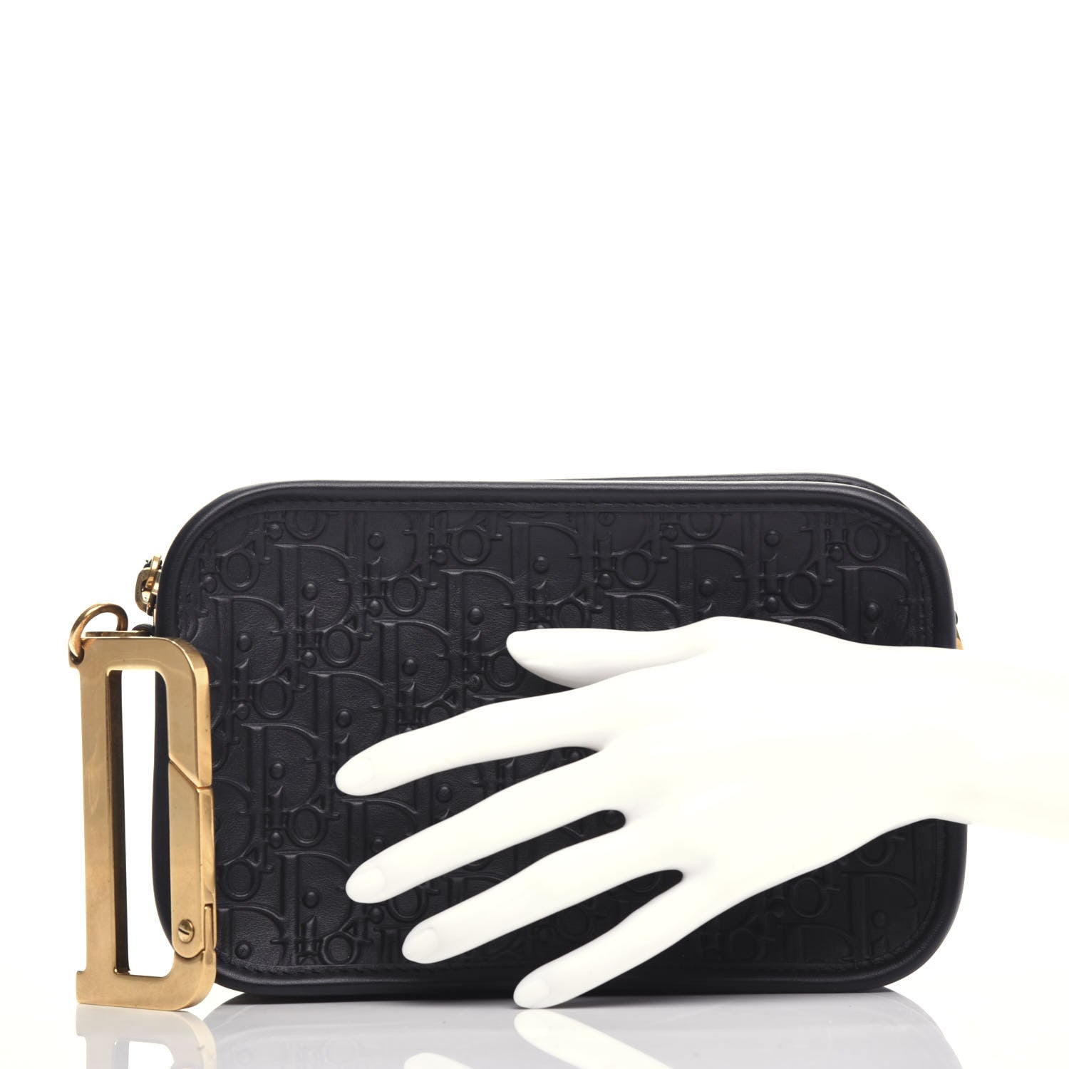 Christian Dior Calfskin Embossed Oblique Diorquake Clutch Black 2 of 6