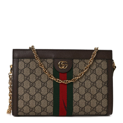 Gucci GG Supreme Monogram Web Small Ophidia Chain Shoulder Bag Brown 1 of 12