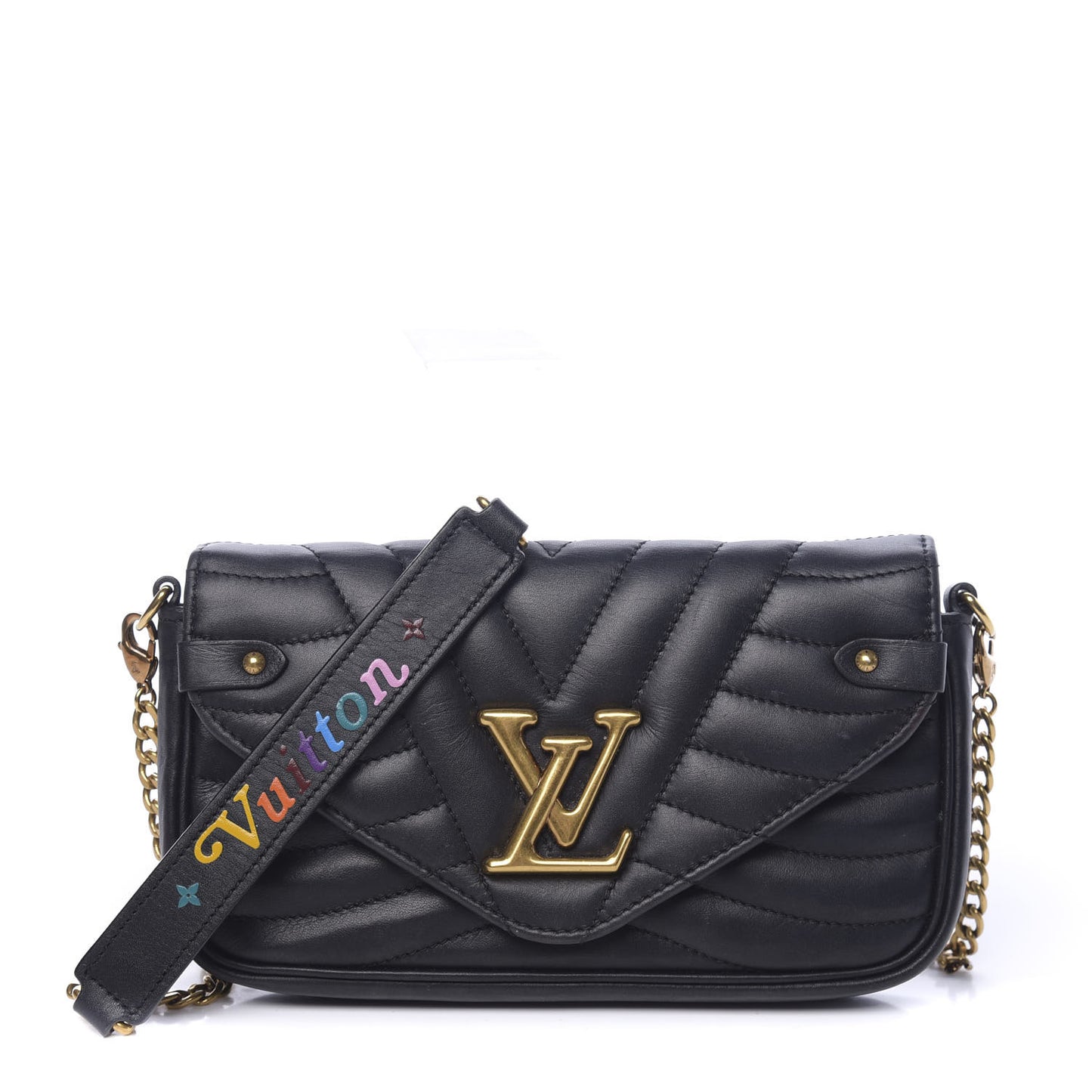 Calfskin New Wave Chain Pochette Black