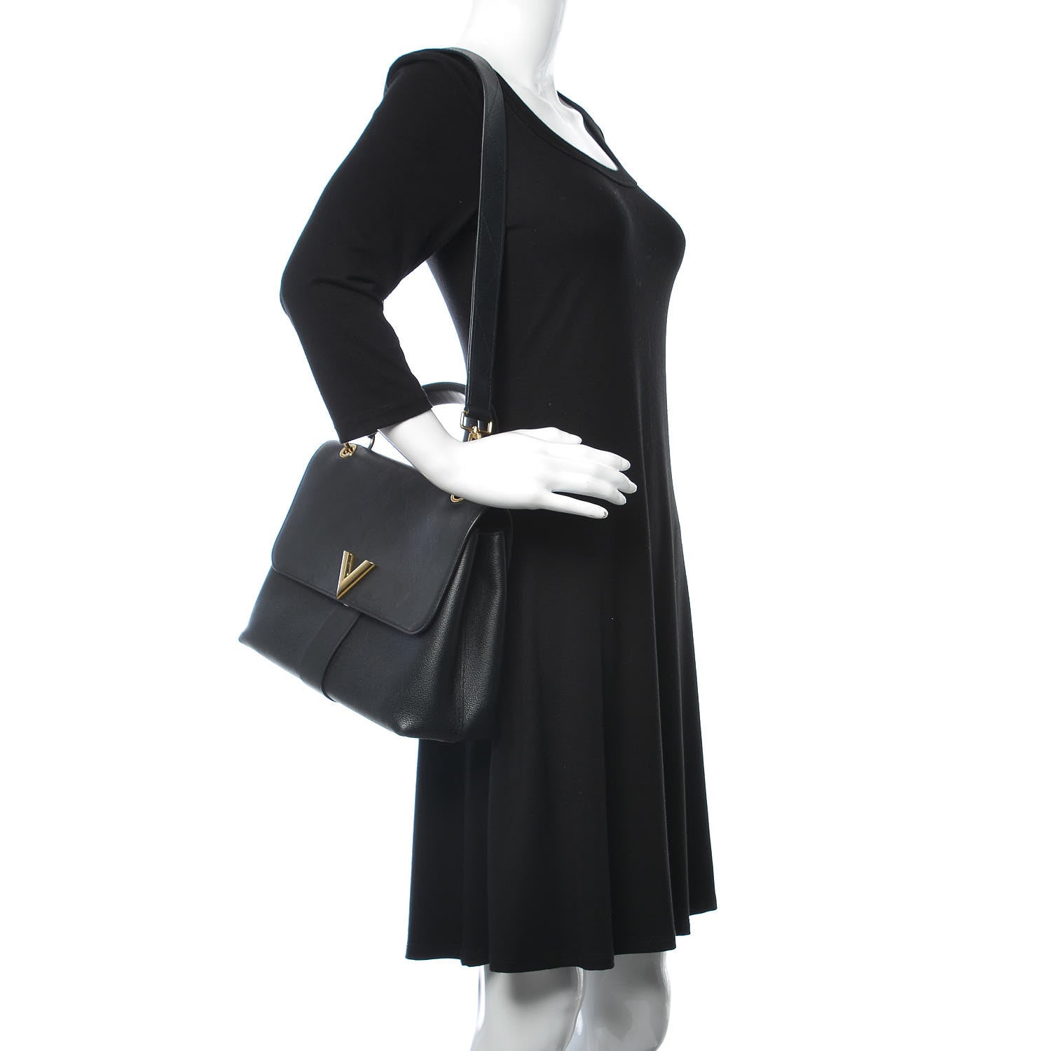 Louis Vuitton Calfskin Monogram Very One Handle Black 3 of 22