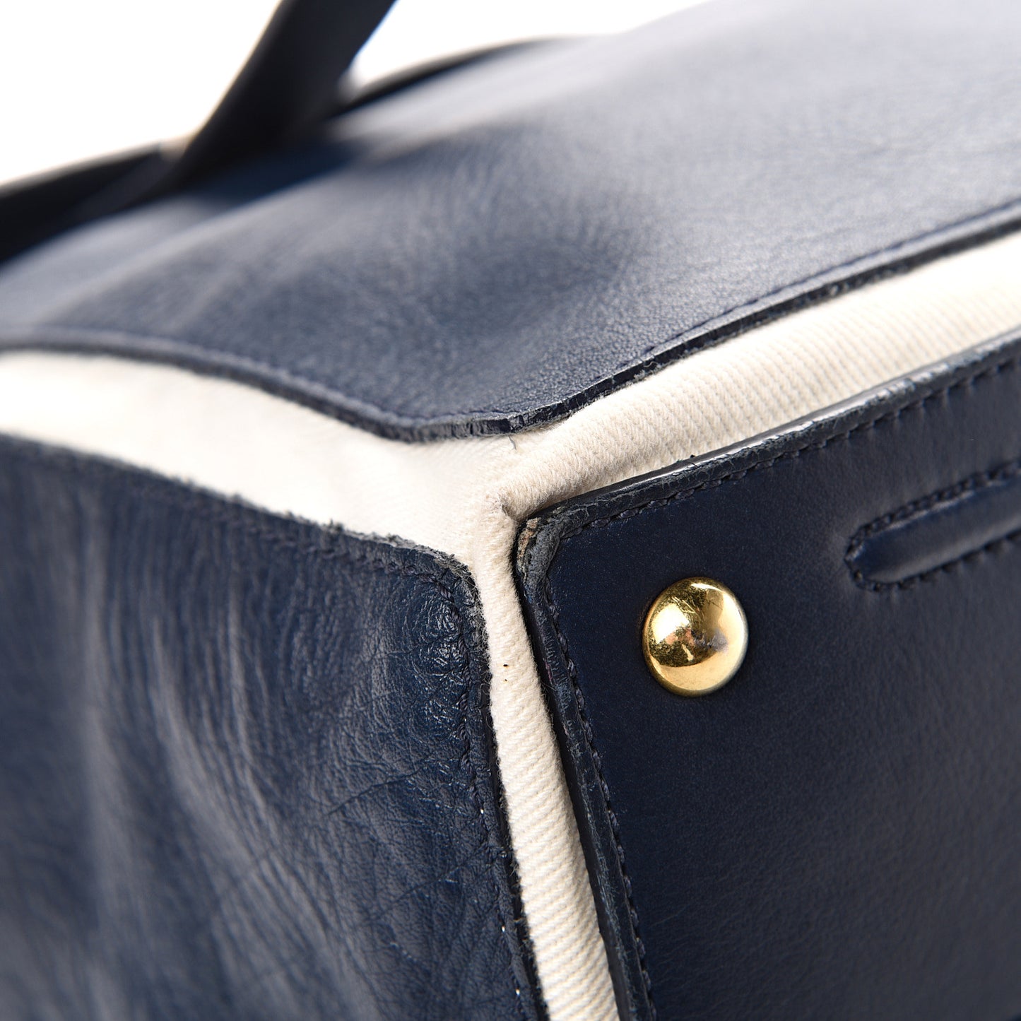 Calfskin Canvas Large Muse Two Navy