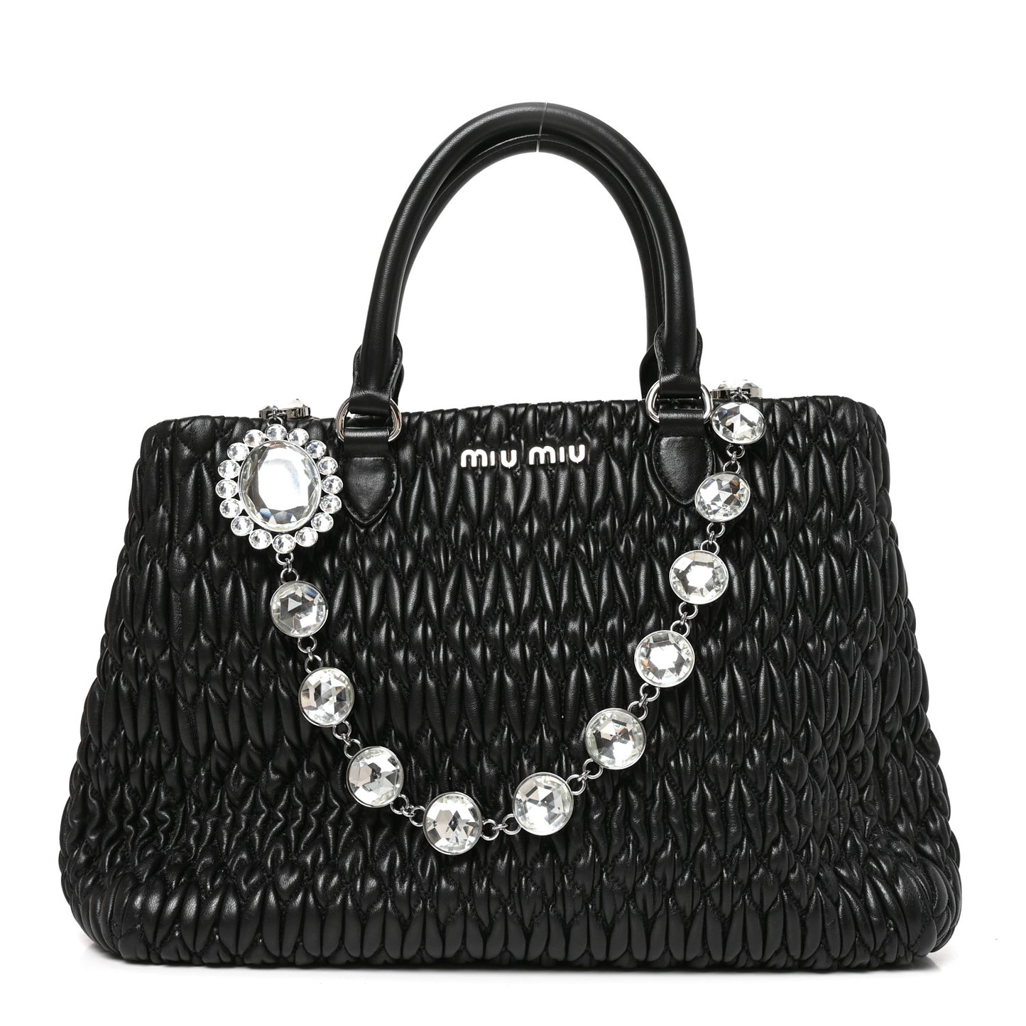 Nappa Matelasse Swarovski Crystal Tote Black