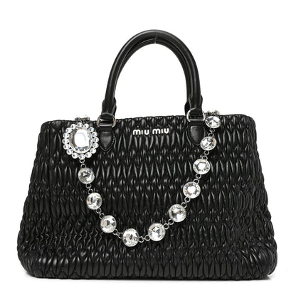Miu Miu Nappa Matelasse Swarovski Crystal Tote Black 1 of 9