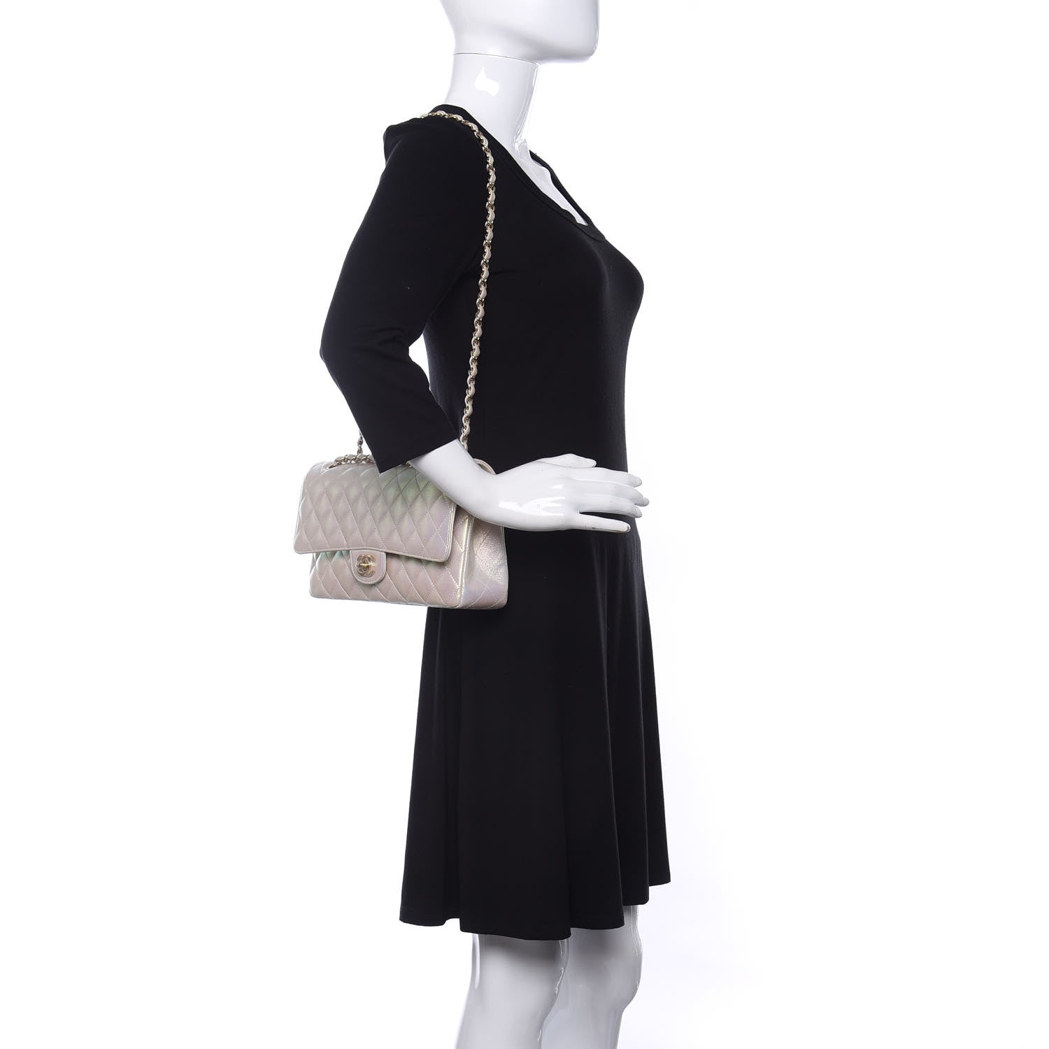 Chanel Iridescent Lambskin Quilted Medium Double Flap Ivory 2 of 10