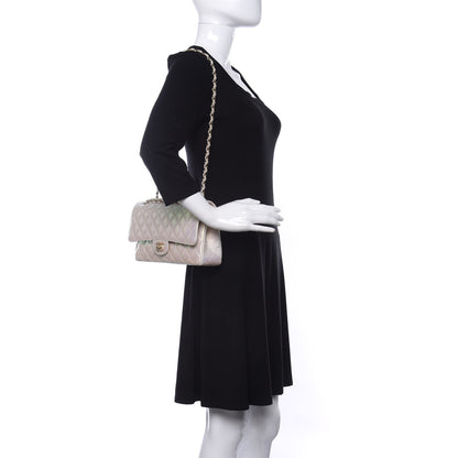 Chanel Iridescent Lambskin Quilted Medium Double Flap Ivory 2 of 10