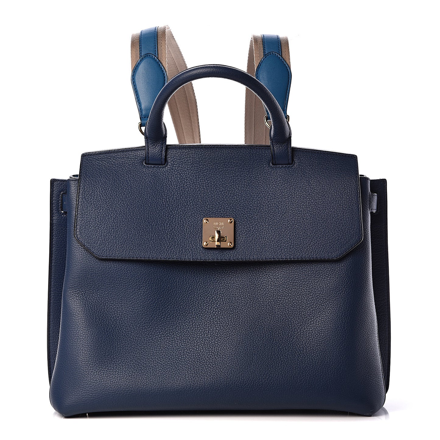 Grained Calfskin Large Milla Convertible Backpack Navy