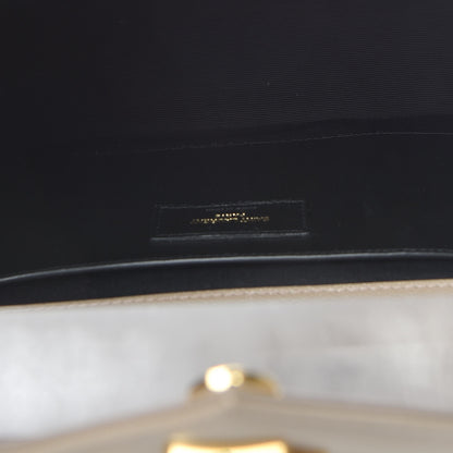 Saint Laurent Grain De Poudre Textured Mixed Matelasse Medium Triquilt Monogram Satchel Dusty Grey 5 of 9