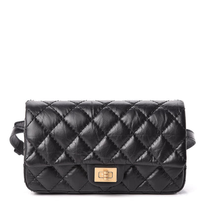 Chanel Aged Calfskin Quilted 2.55 Reissue Flap Belt Bag Clutch Black 1 of 11