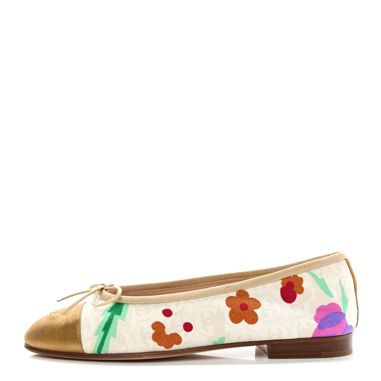 Chanel Fabric Floral Printed CC Cap Toe Ballerina Flats 36 Multicolo 1 of 7