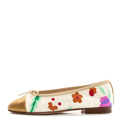 Chanel Fabric Floral Printed CC Cap Toe Ballerina Flats 36 Multicolo 1 of 7