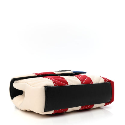 Saint Laurent Canvas Matelasse Chevron American Flag Monogram Medium College Bag Red Blue 4 of 11