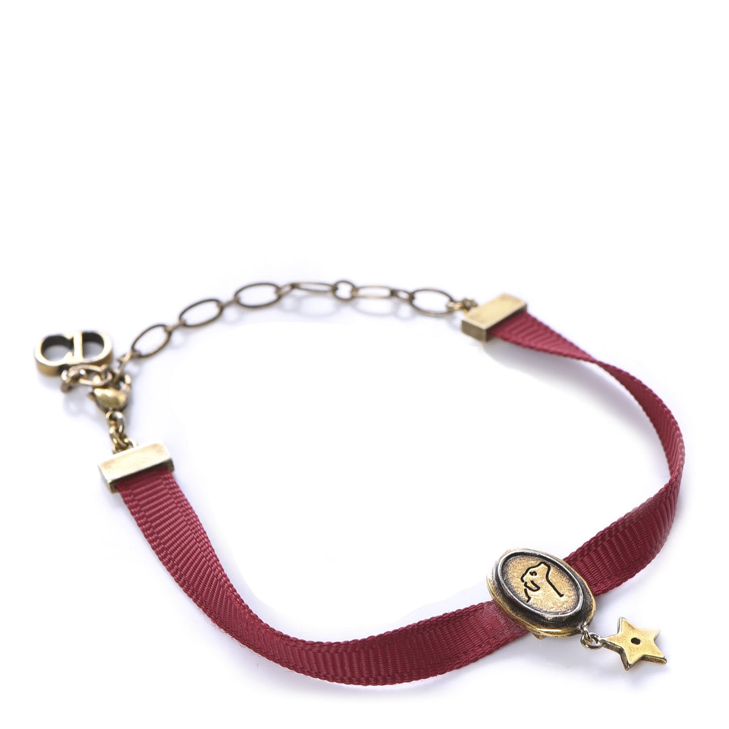 Grosgrain Ribbon Dog Star Bracelet Red