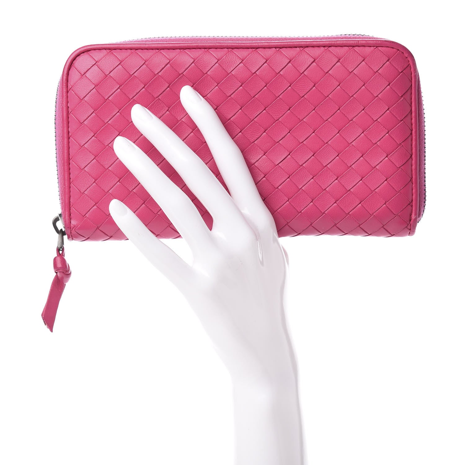Bottega Veneta Nappa Intrecciato Zip Around Wallet Rosa Shock 2 of 10